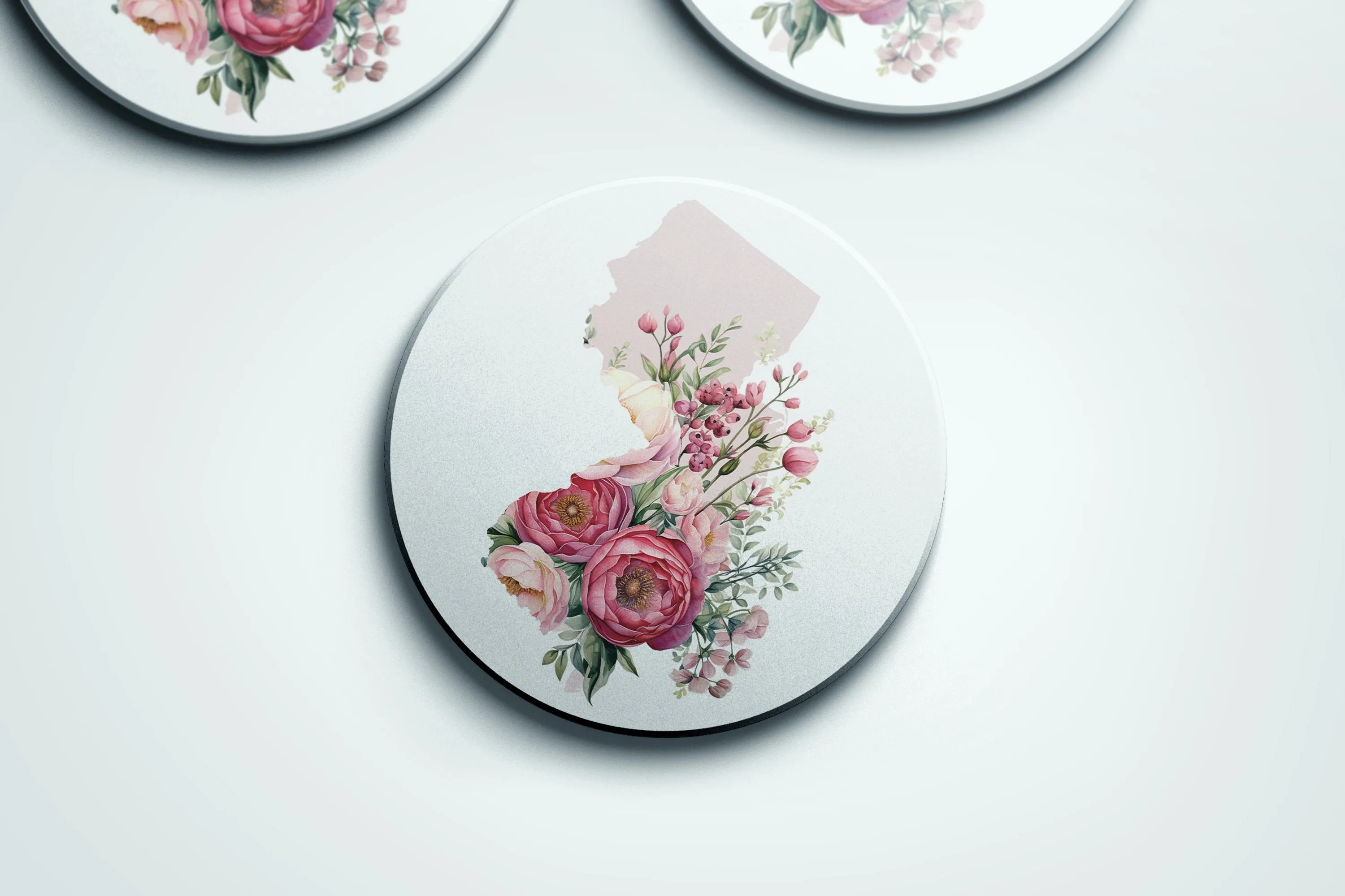 New Jersey Coasters Set: 4 Seasons Floral Design, Unique Home Decor, Perfect Gift for Nature Lovers & Collectors