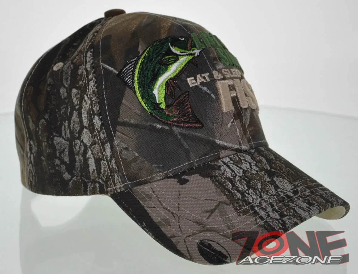 NEW! LIFE IS SIMPLE EAT & SLEEP FISH OUTDOOR SPORT FISHING CAP HAT CAMO