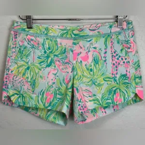 NEW Lilly Pulitzer Adie Shorts Seasalt Blue On Parade Preppy Elephant 0 1049/0