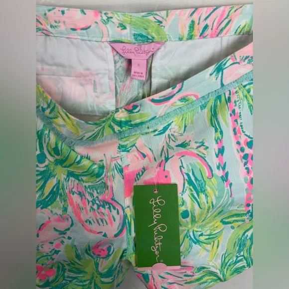 NEW Lilly Pulitzer Adie Shorts Seasalt Blue On Parade Preppy Elephant 0 1049/0
