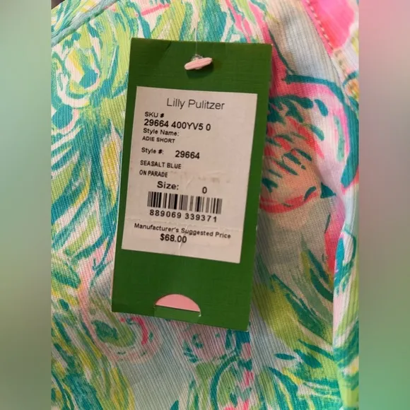 NEW Lilly Pulitzer Adie Shorts Seasalt Blue On Parade Preppy Elephant 0 1049/0