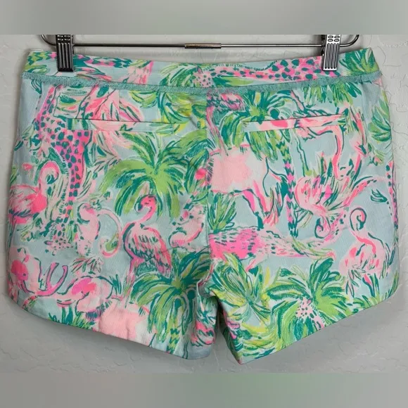 NEW Lilly Pulitzer Adie Shorts Seasalt Blue On Parade Preppy Elephant 0 1049/0