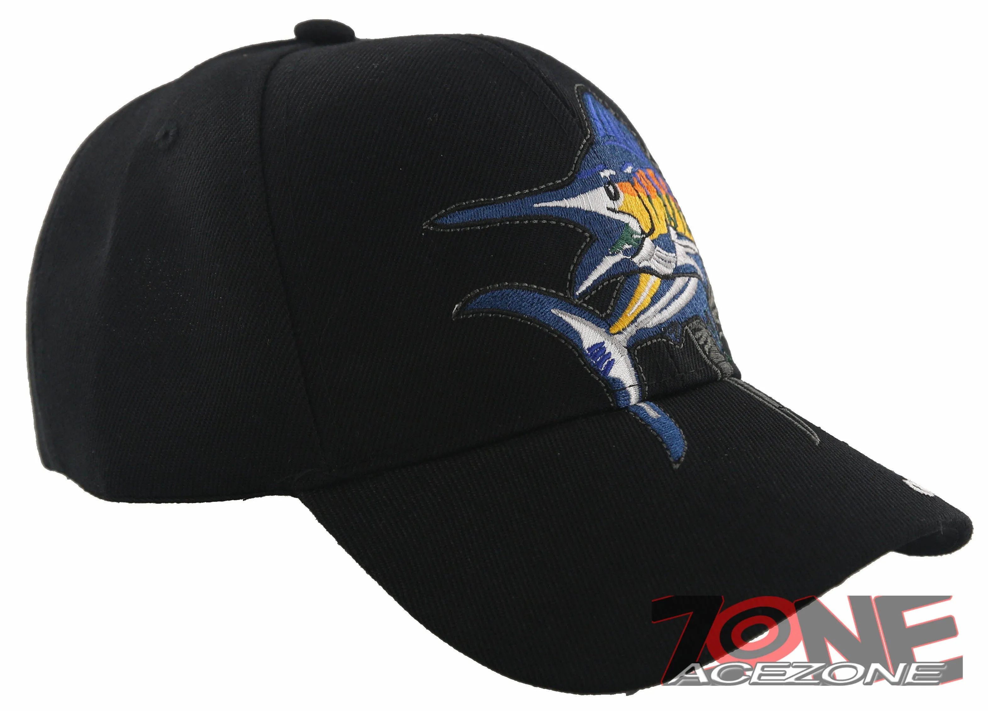 NEW! OUTDOOR SPORTS SWORDFISH FISHING MARINE BALL CAP HAT BLACK