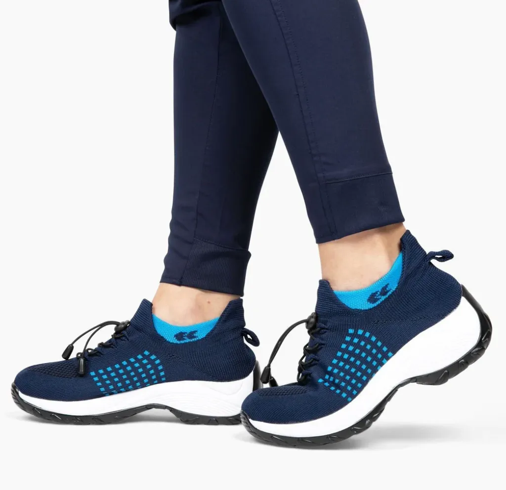 NEW Women's Ortho Stretch Cushion Shoes, White Blue, Sz 12, Retails $60