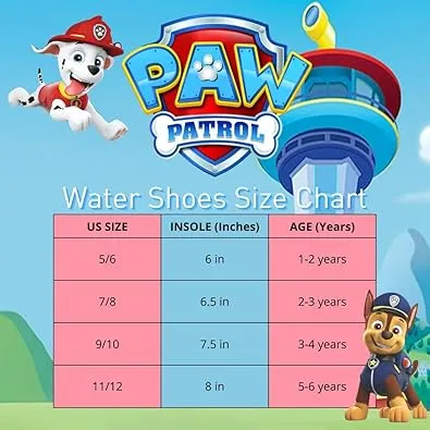 Nickelodeon Paw Patrol Water Shoes Kids Boys Sandals Quick Dry - Marshall and Chase Pool Aqua Socks Bungee Waterproof - Blue (Toddler - Little Kids)