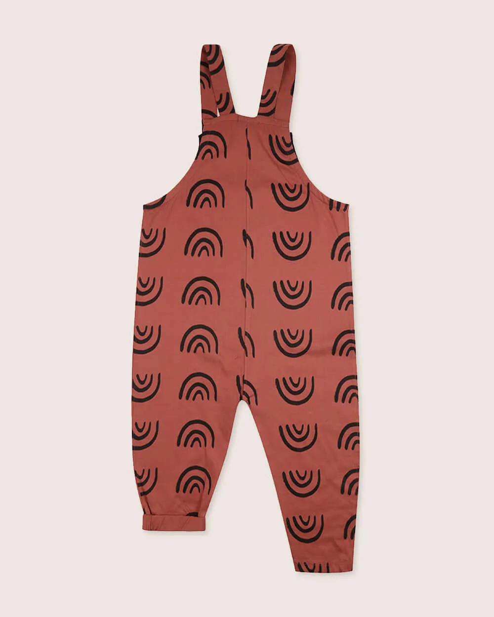 No Rain No Rainbow Print Dungarees