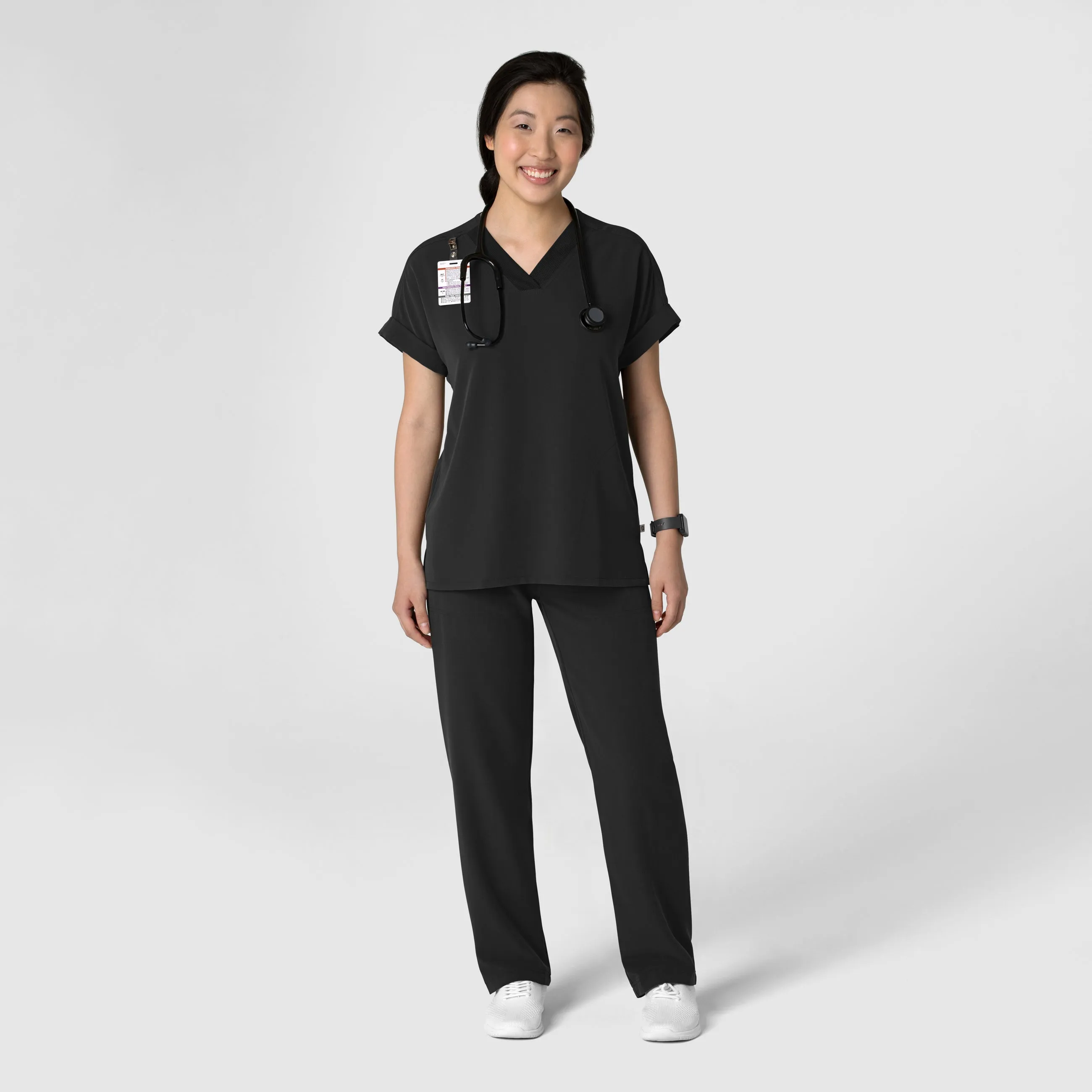 Nova 5232 Stovepipe High-Low Hem Scrub Pants Black