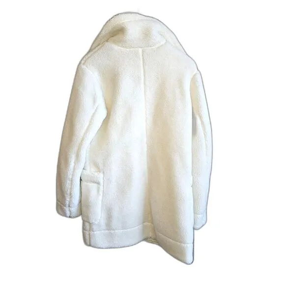 NWT Duluth Trading Co Womens Sherpa Teddy Wool coat Natural white Small