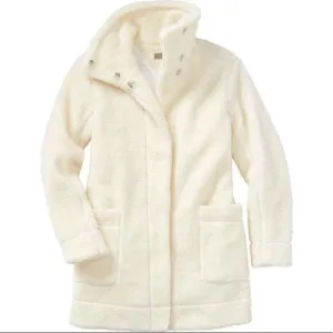 NWT Duluth Trading Co Womens Sherpa Teddy Wool coat Natural white Small