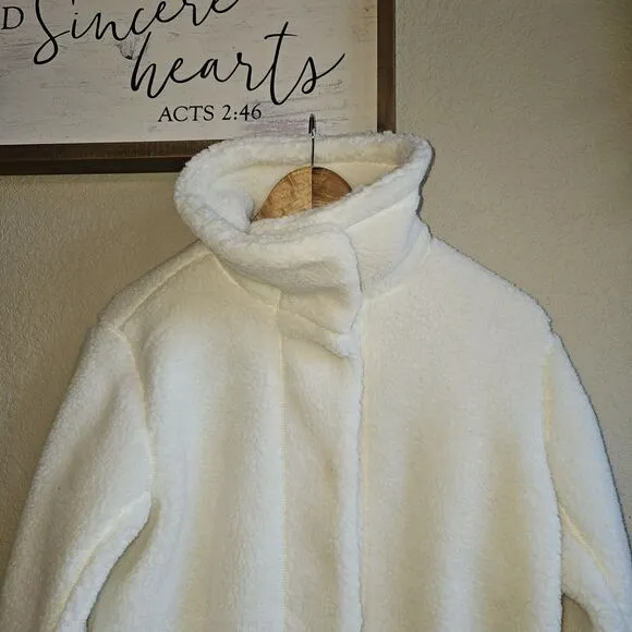 NWT Duluth Trading Co Womens Sherpa Teddy Wool coat Natural white Small