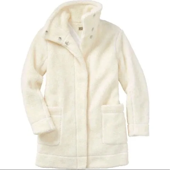 NWT Duluth Trading Co Womens Sherpa Teddy Wool coat Natural white Small