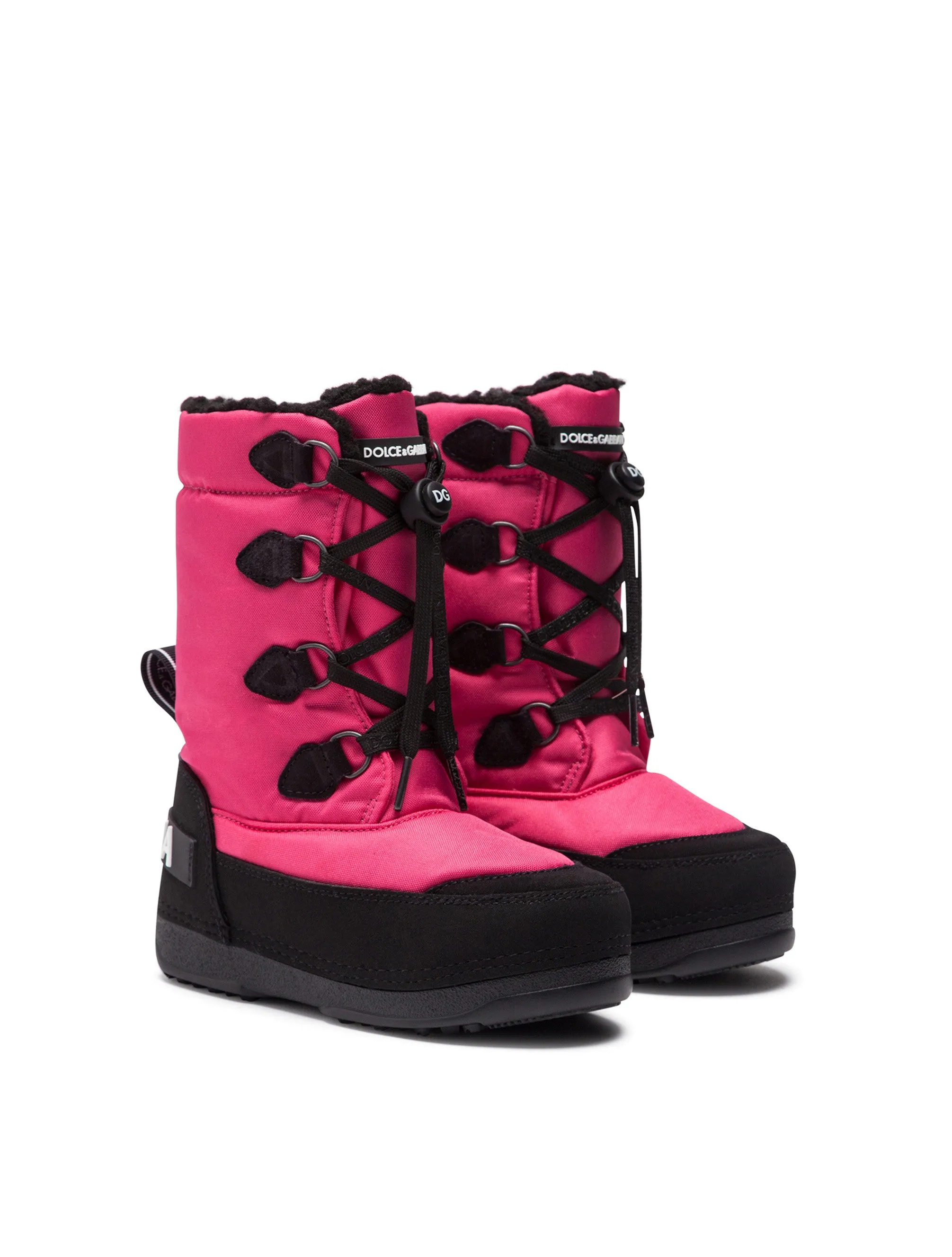 Nylon and split-grain leather snow boots with logo
