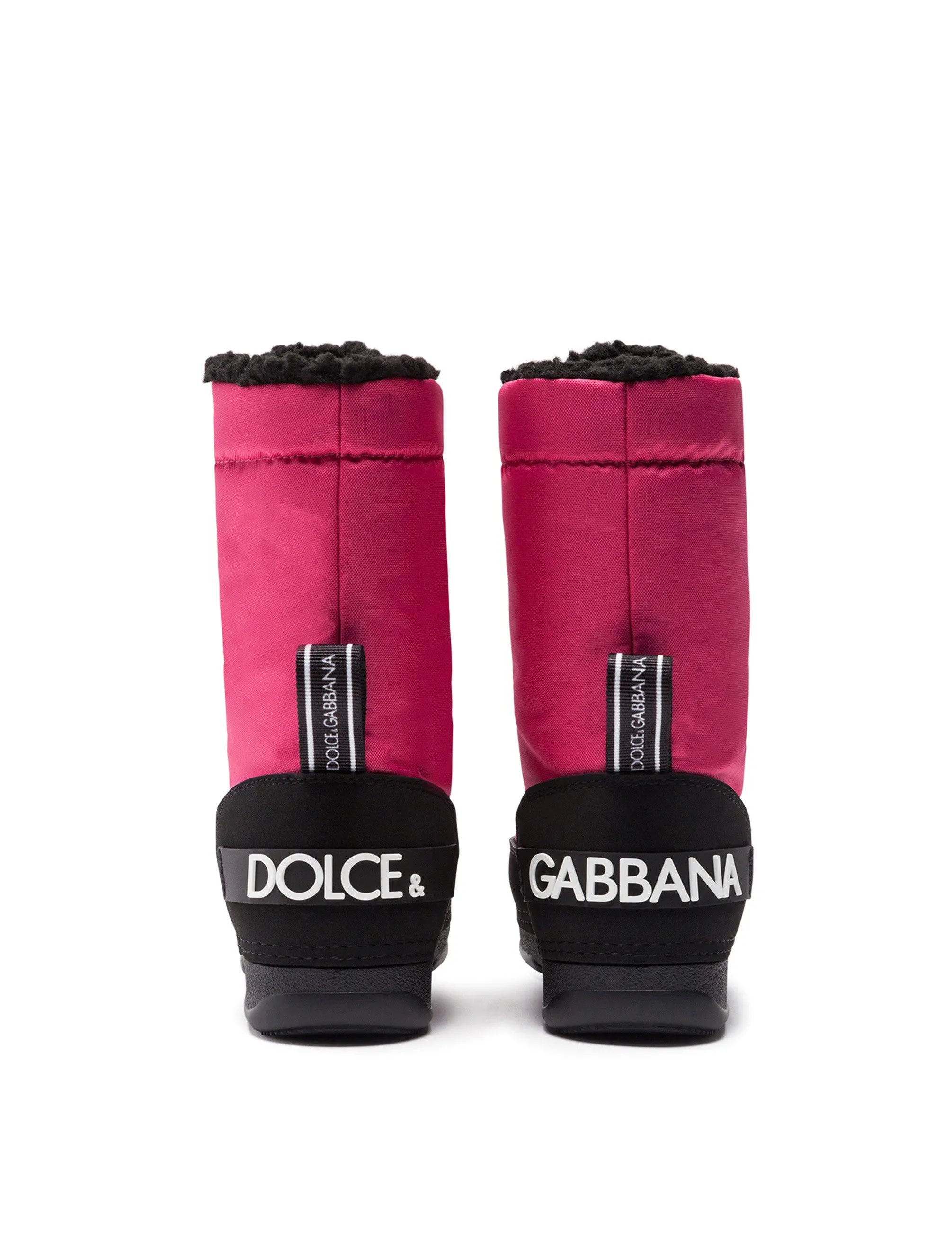Nylon and split-grain leather snow boots with logo