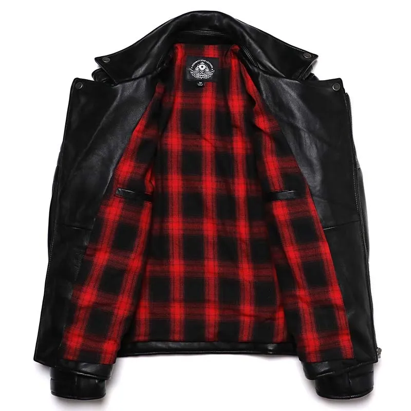 Oblique Zipper Leather Jacket