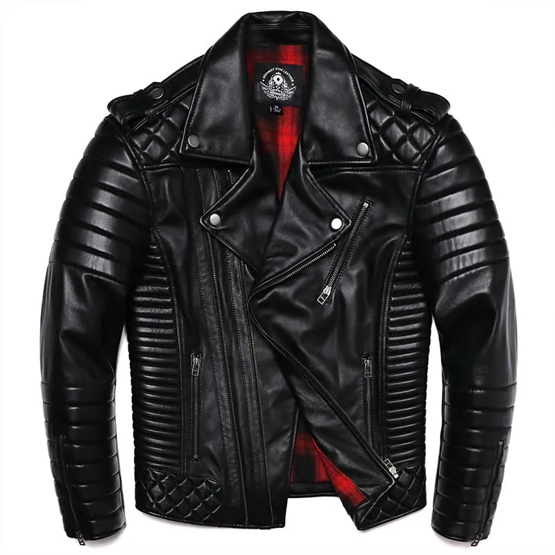 Oblique Zipper Leather Jacket