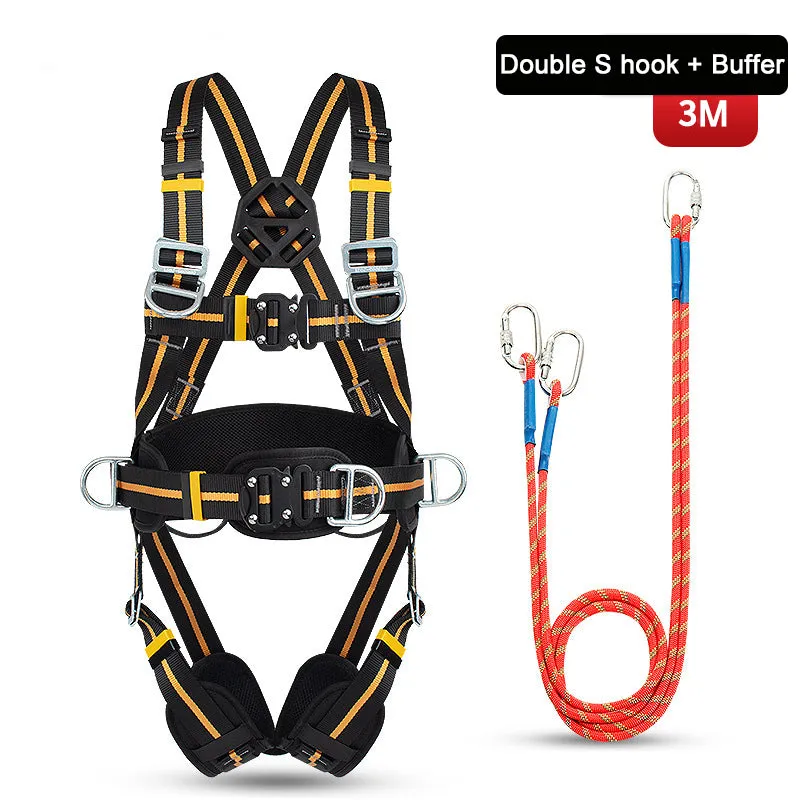 Outdoor Safety Harness High-altitude Operation Anti-fall Double Hook Buffer Bag Full Set