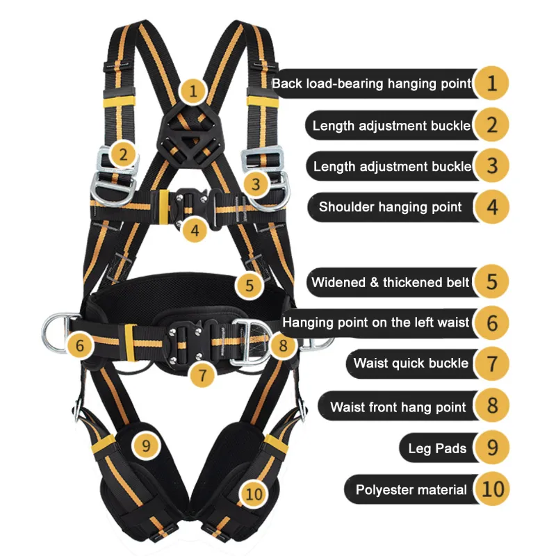 Outdoor Safety Harness High-altitude Operation Anti-fall Double Hook Buffer Bag Full Set