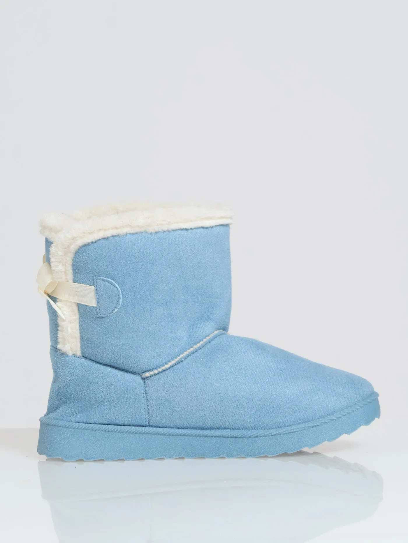 Outdoor Slipper Bootie With Bow Detail - Light Blue