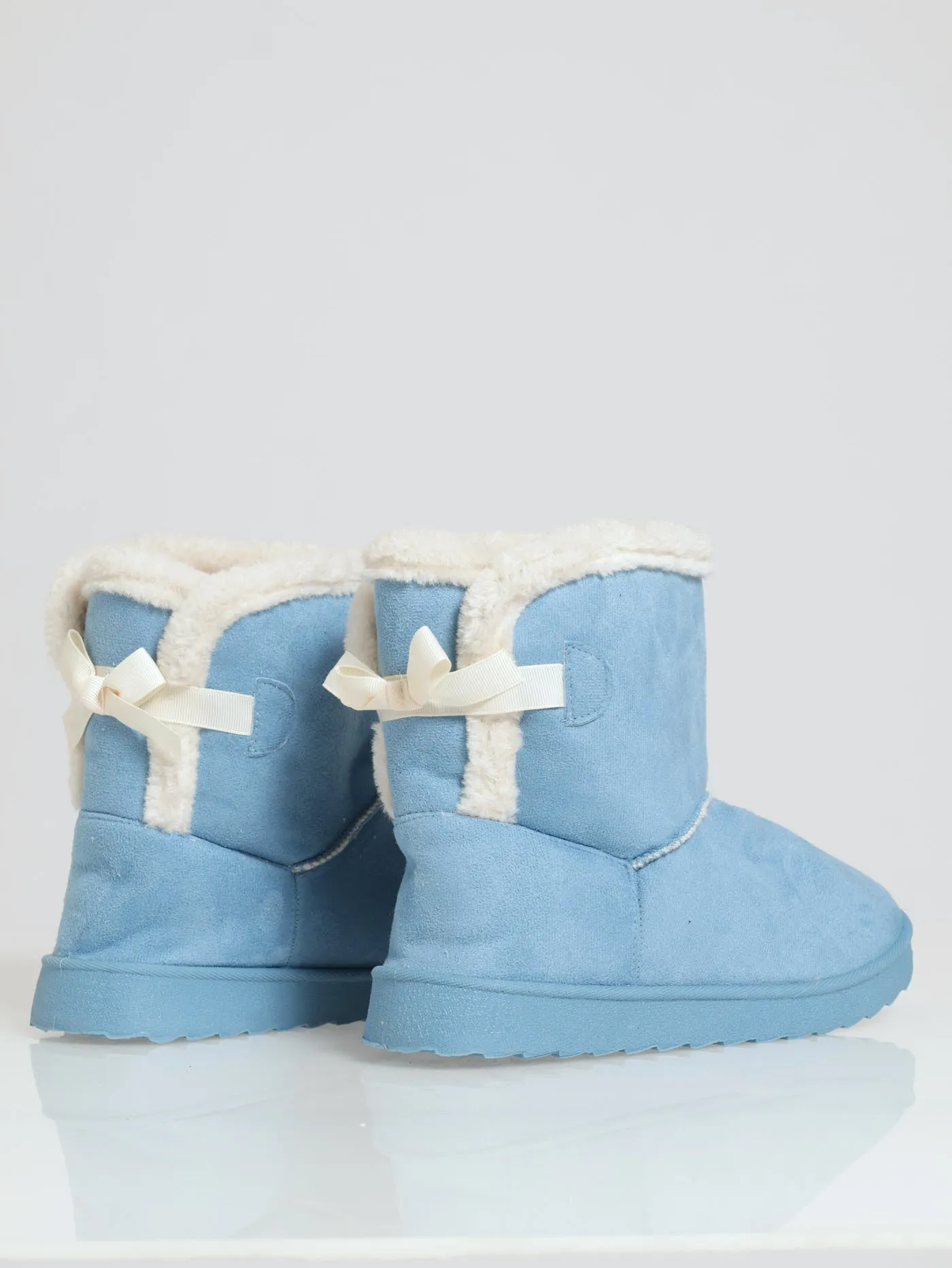 Outdoor Slipper Bootie With Bow Detail - Light Blue