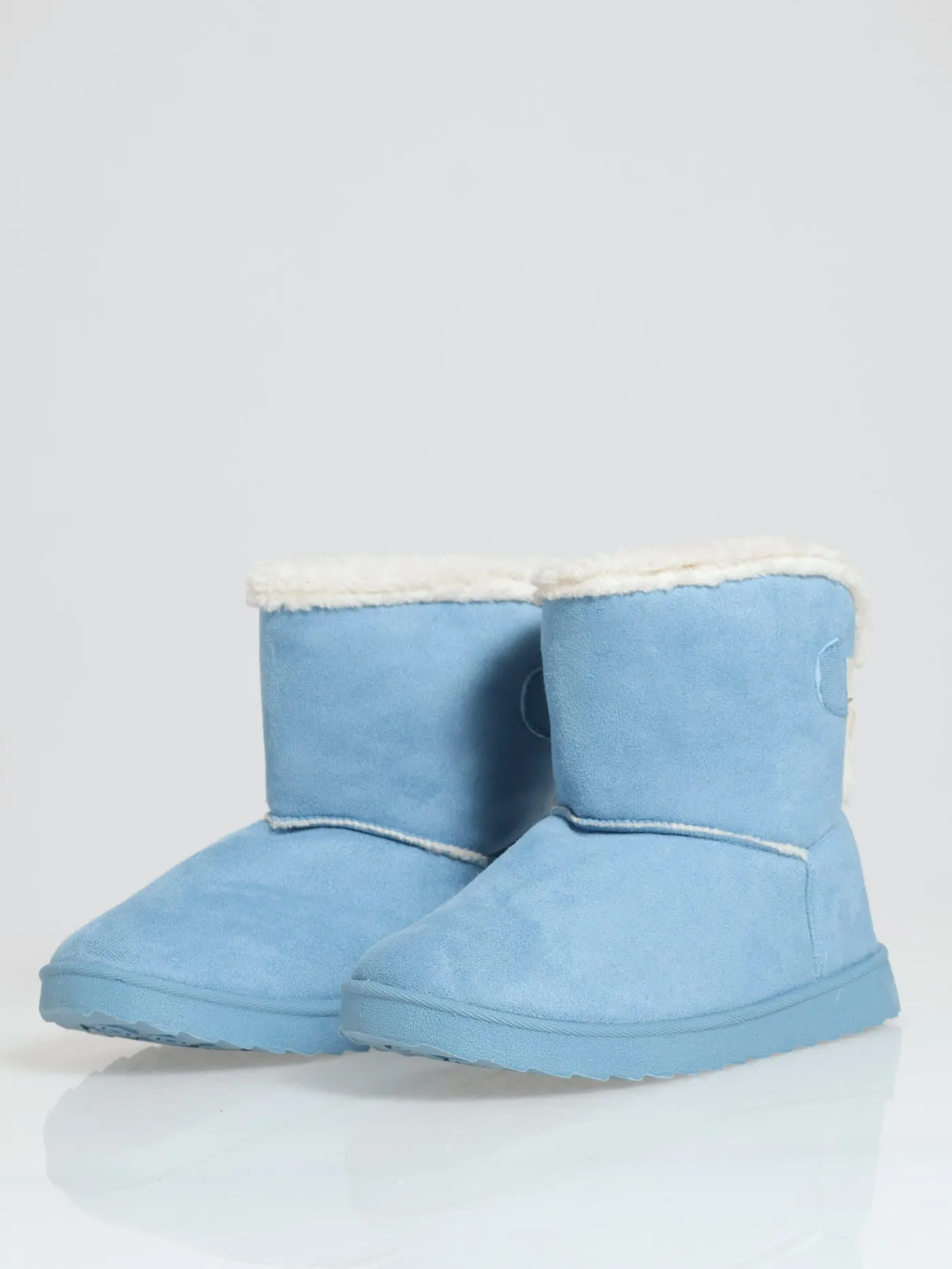 Outdoor Slipper Bootie With Bow Detail - Light Blue