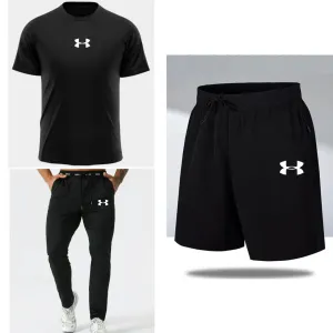 Pack Of 3 Underarmour Printed Dri-Fit Tracksuit For Men (Black)