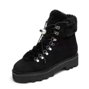 Pearl Snow Boots Women Round Toe