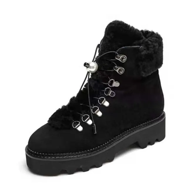 Pearl Snow Boots Women Round Toe