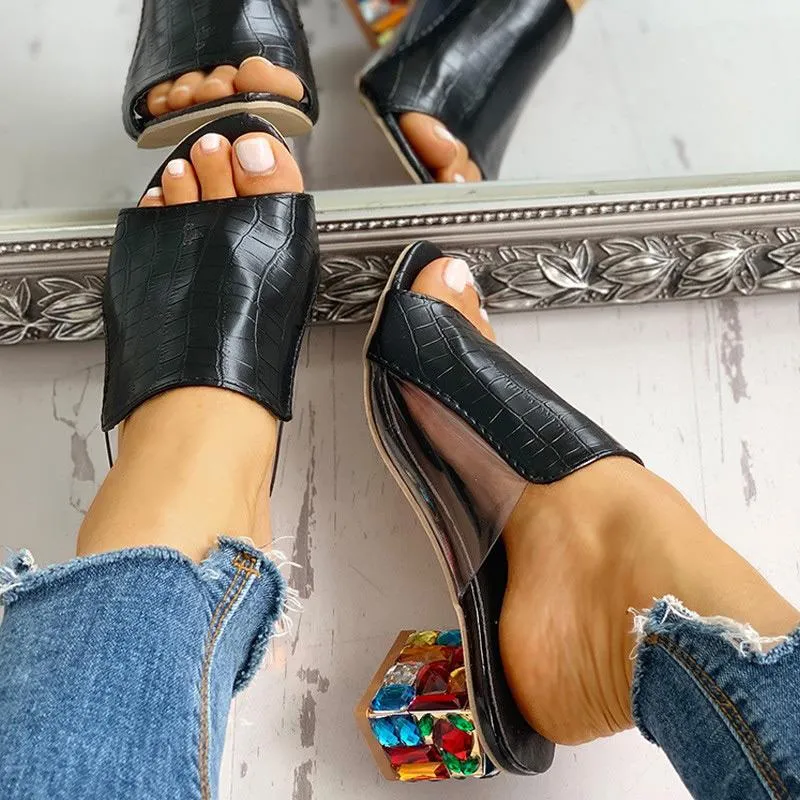 Peep Toe Studded Detail Sandal