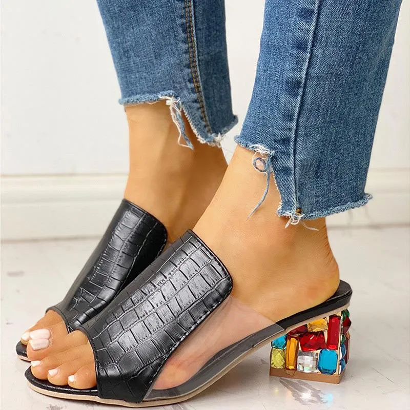 Peep Toe Studded Detail Sandal