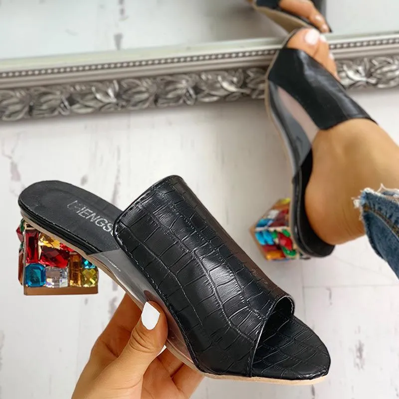 Peep Toe Studded Detail Sandal
