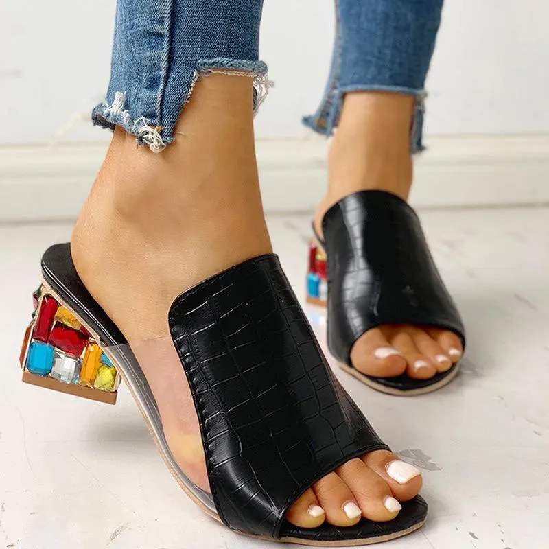 Peep Toe Studded Detail Sandal