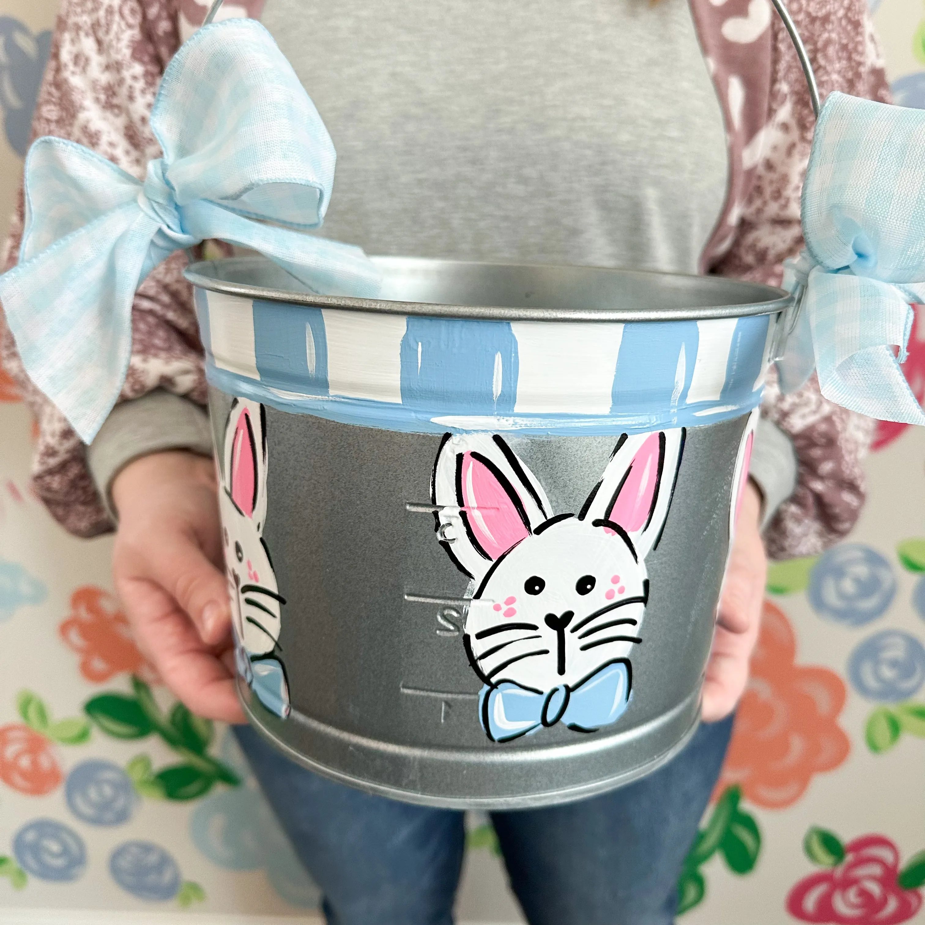 Personalized Bowtie Bunny Easter Bucket