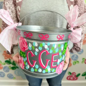 Personalized Brushstroke Floral Easter Bucket