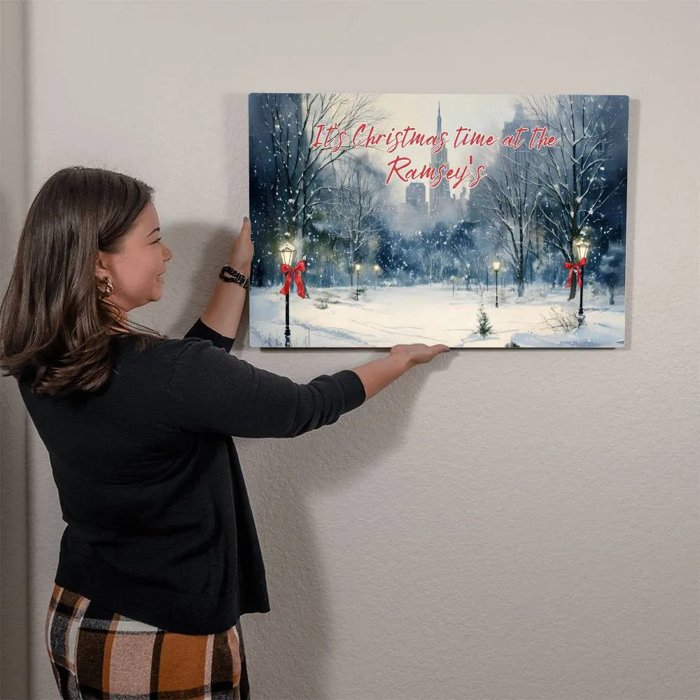 Personalized "Christmas in Central Park" High Gloss Metal Art Print – Custom Holiday Decor