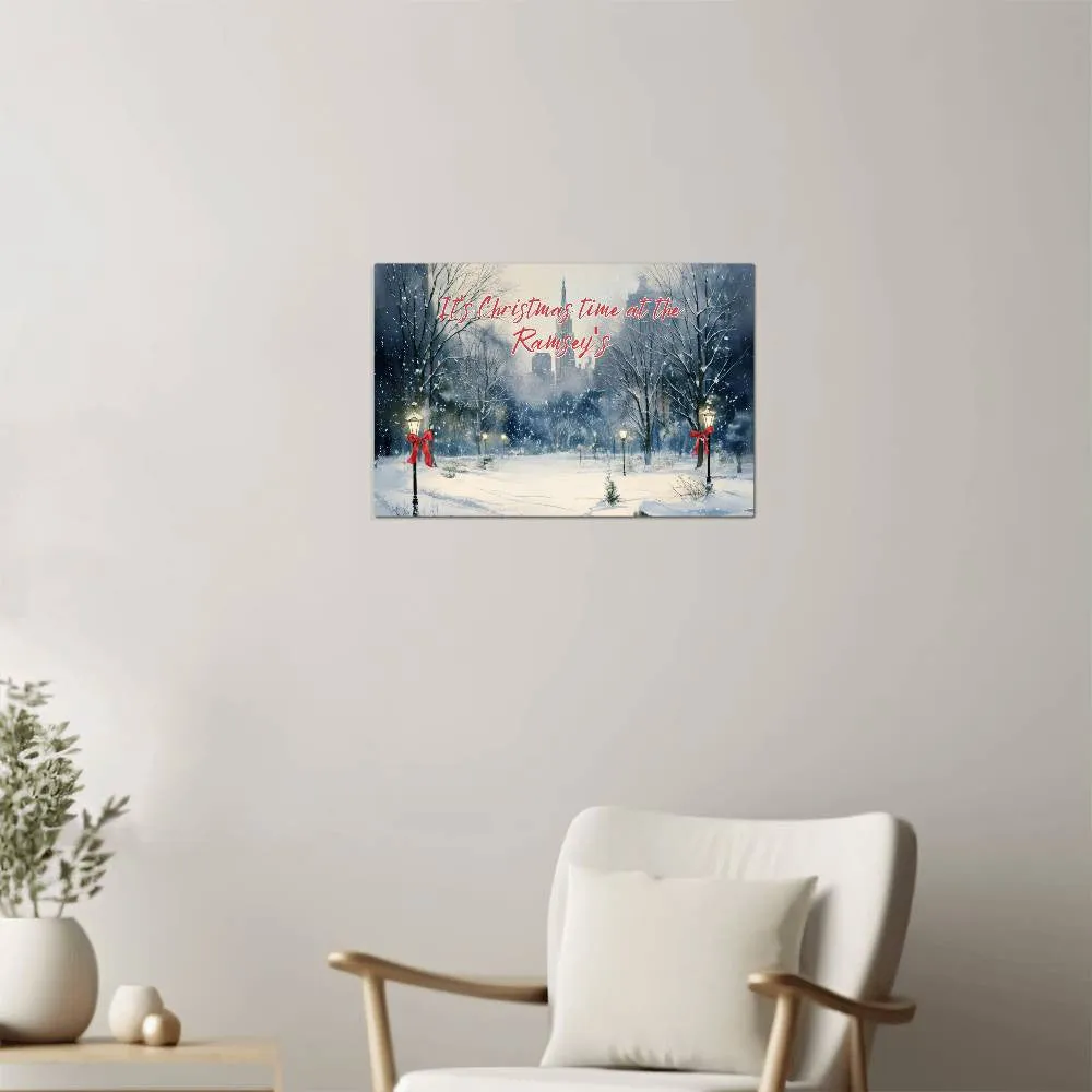 Personalized "Christmas in Central Park" High Gloss Metal Art Print – Custom Holiday Decor