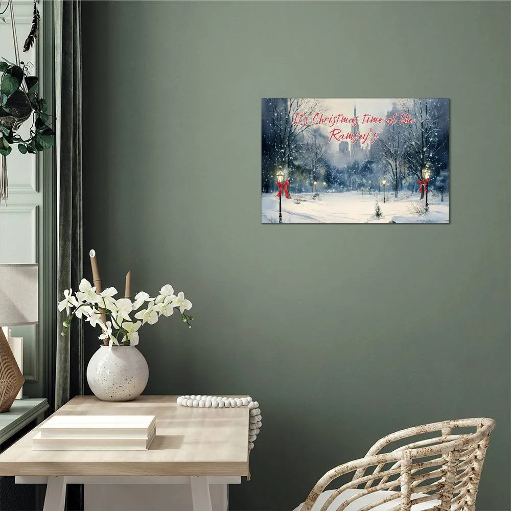 Personalized "Christmas in Central Park" High Gloss Metal Art Print – Custom Holiday Decor