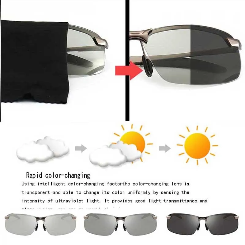 Photochromic Driving Sunglasses Men Polarized