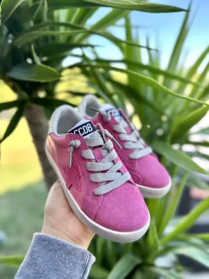 Pink Suede Star Sneakers