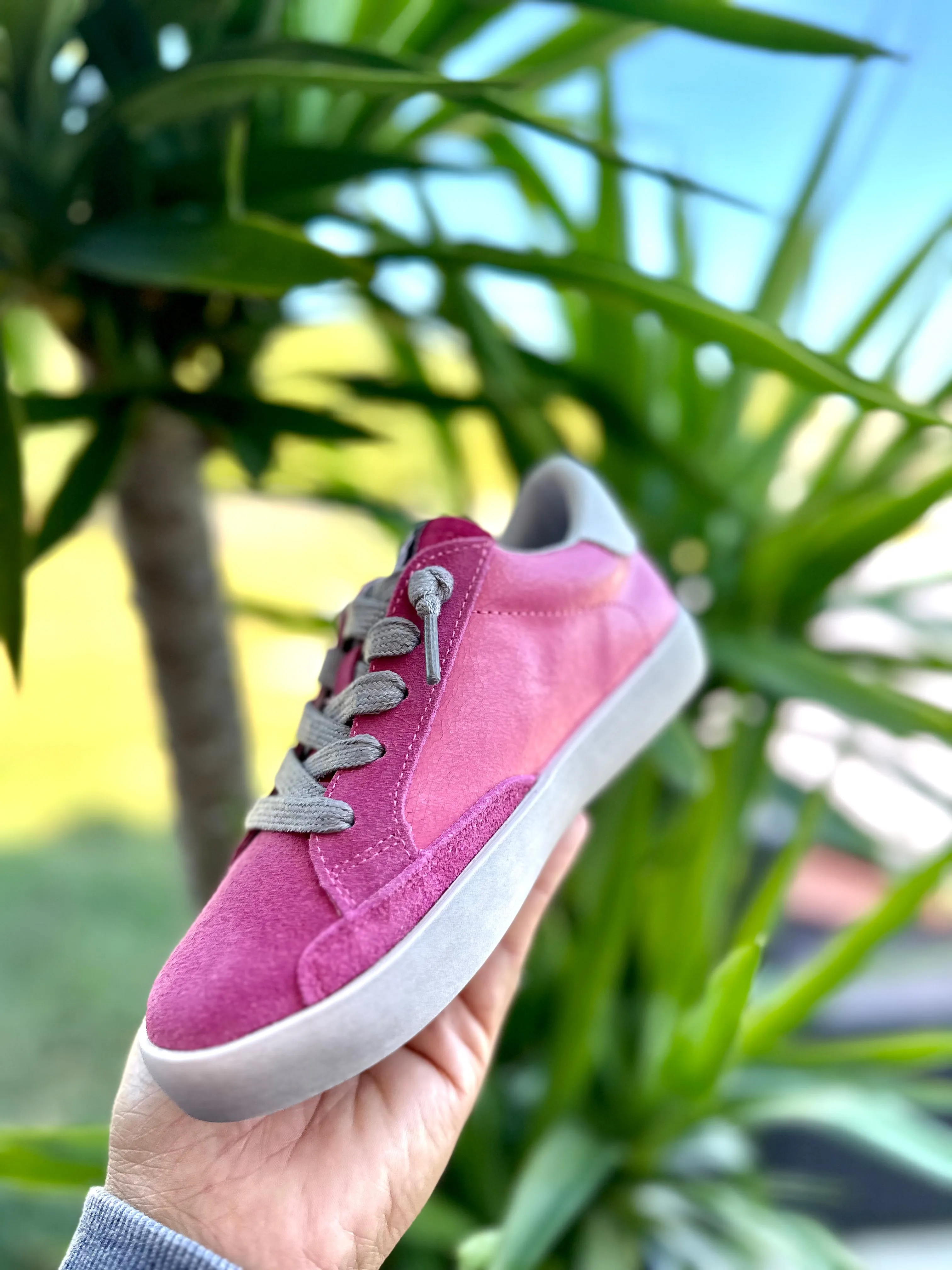 Pink Suede Star Sneakers