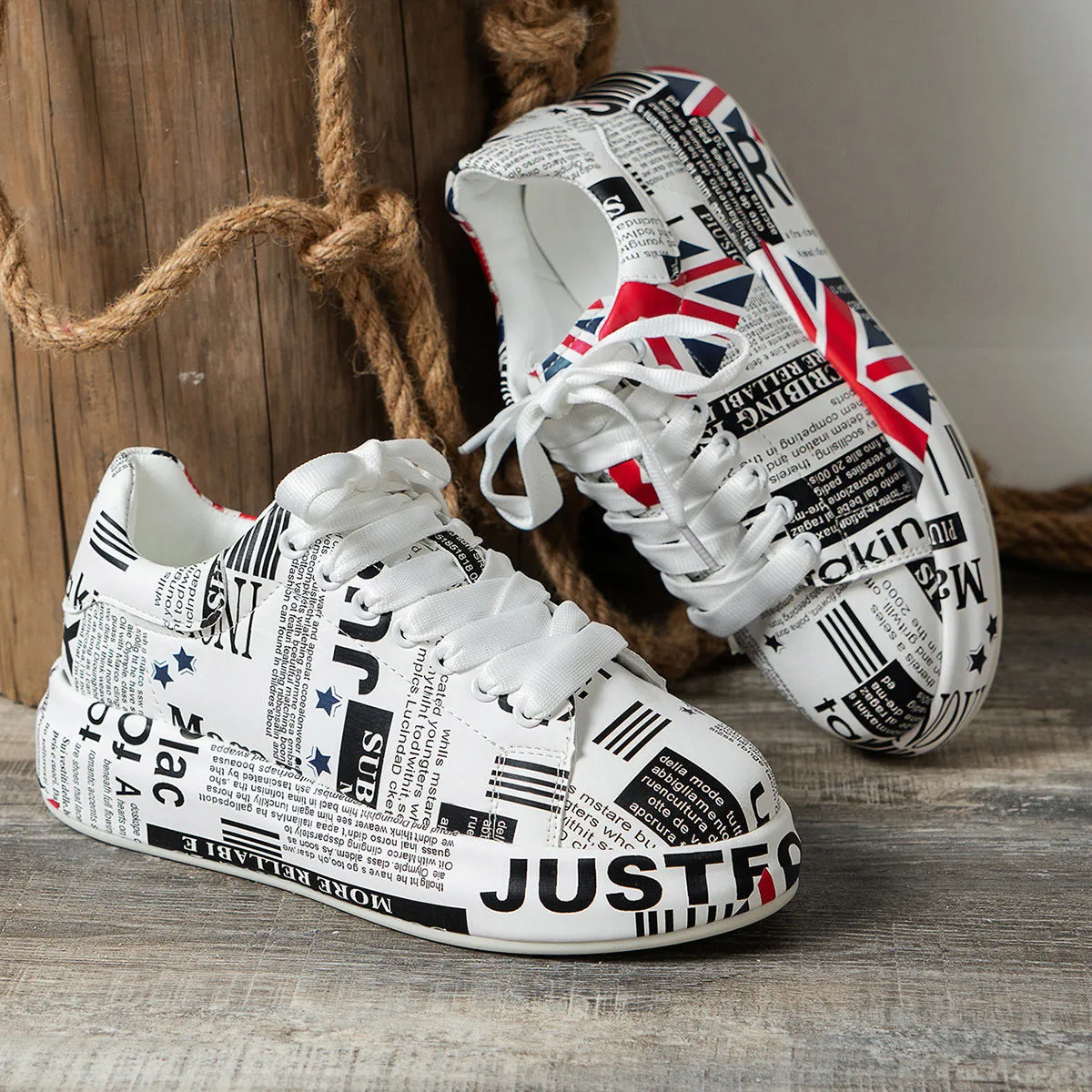 Platform Painted Flag Sneakers