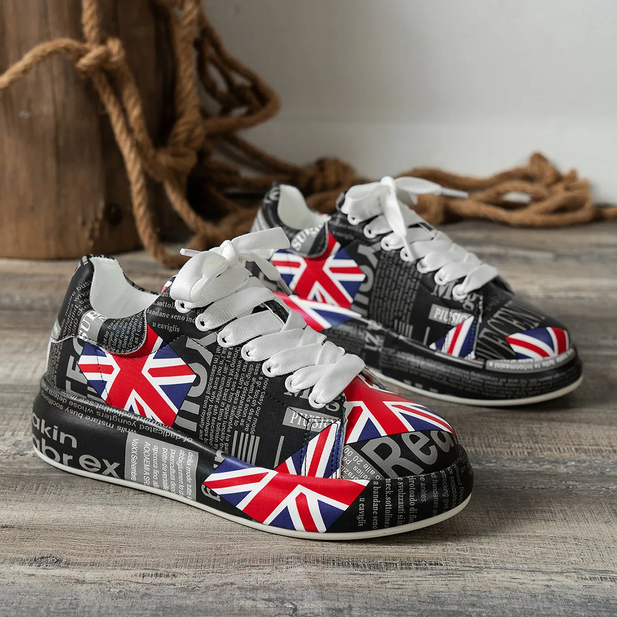 Platform Painted Flag Sneakers