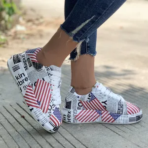 Platform Painted Flag Sneakers