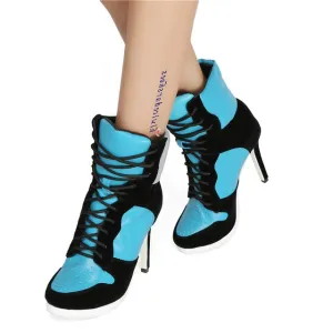 Plus Size 36-47 Lace Up Booties Ladies Round Toe Thin High Heels Shoes Woman Autumn Winter Party Ankle Boots Women