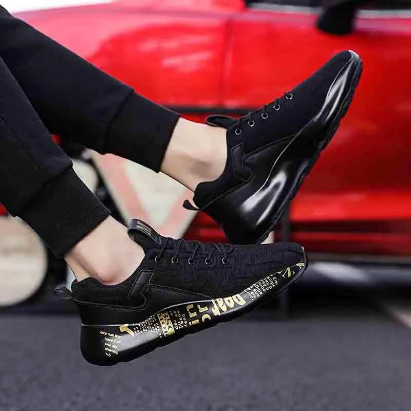 Plus Size 39-44 Fashion Summer Men Mesh Sneakers Low-top Running Basketball Shoes Outdoor Non-slip Shockproof Letter Shoes