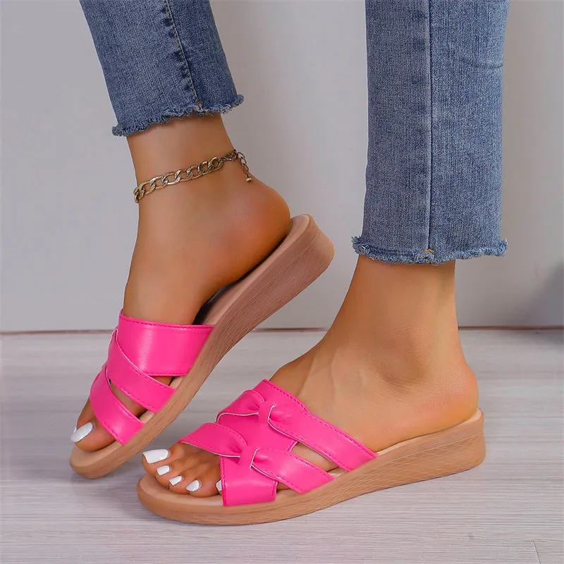 Popular Open Toe Flat Slippers for Women