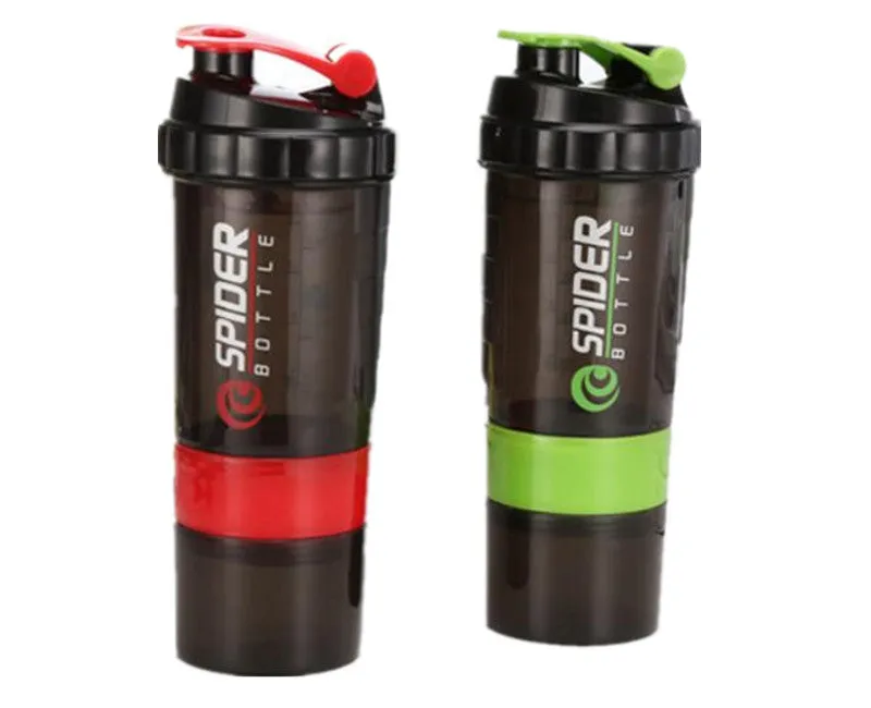 Protein shaker Bottle With 3 Layers - Black,Green,Purple,Red,White