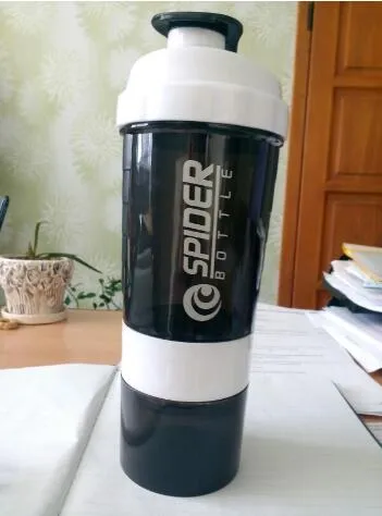Protein shaker Bottle With 3 Layers - Black,Green,Purple,Red,White
