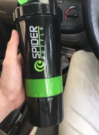 Protein shaker Bottle With 3 Layers - Black,Green,Purple,Red,White