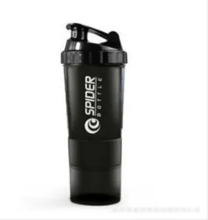 Protein shaker Bottle With 3 Layers - Black,Green,Purple,Red,White
