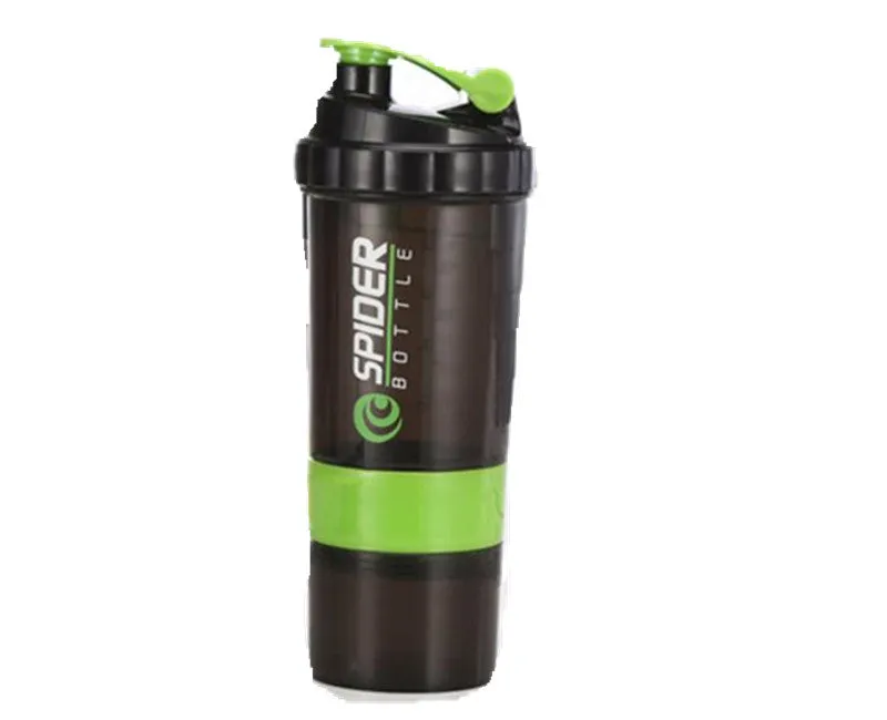 Protein shaker Bottle With 3 Layers - Black,Green,Purple,Red,White